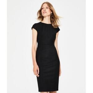 Boden Black Wool Cap Sleeve Claremont Pencil Dress